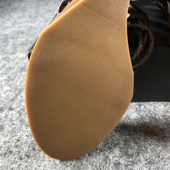 Crown Vintage Sandals Womens Size 10 Taupe Gladiator Wedge Studded Braided - Picture 12 of 15